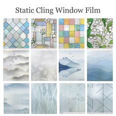 various stained glass windows with the words static cling window film