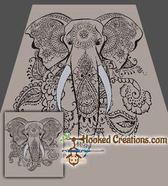 an elephant with intricate designs on it's face is shown in this coloring page