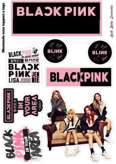 the blackpink stickers are all different colors and sizes, but one is pink