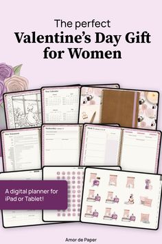 This gorgeous digital planner would make a lovely Valentine's Day gift for women of all ages, whether you're looking for a Valentine's gift for your wife, girlfriend, friend, or someone else! 💕 This is an all in one planner that has daily, weekly, and monthly planner pages. Plus, there so many other templates! Health and fitness templates, Bible study templates, goal templates, meal planner templates, and much, much more! 😍 In order to use the planner, she'll need an iPad or Tablet with a notetaking app downloaded. Popular ones are Goodnotes, Notability, Penly, etc. And if she's new to digital planning, she'll also get access to step by step tutorials to get started! Give a thoughtful Valentine's Day gift that she'll love! Tap "Visit Site" to get the planner!