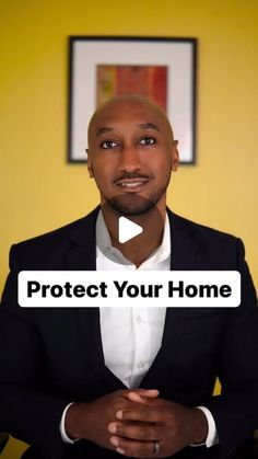 a man in a suit and tie with the words protect your home