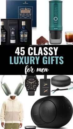 45 classy luxury gifts for men featuring luxury skincare set, Outin self heating portable espresso maker, Apple airpods max, Armani Exchange watch and luggage tag, the North Face fleece hoodie, Bang & Olufsen wireless Bluetooth speaker, Devialet wireless Bluetooth speaker and more gift ideas in the gift guide on mindfulnessinspo.com Expensive Christmas Gifts, Expensive Christmas Gift, Expensive Christmas, Gifts For Boyfriend Parents