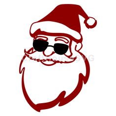 a santa claus with sunglasses and beard wearing a red hat, glasses and a mustache