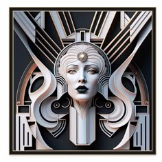 an art deco poster with a woman's face