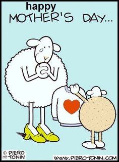 an image of a cartoon sheep with a heart on it's chest and the words dia de las madres written in spanish