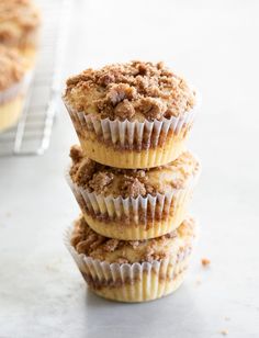 three muffins stacked on top of each other