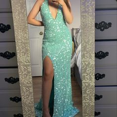 Sea Green Prom Dress, Seafoam Green Dress, Matric Dance, Green Chevron, Sherri Hill Dresses, Green Prom Dress, Green Sequins, Beautiful Sea, Sherri Hill