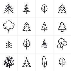 the different types of trees in black and white