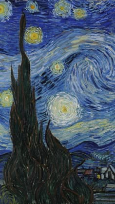 the starry night painting is shown in this image