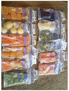 several packaged fruits and vegetables in plastic bags