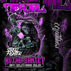 a poster for an event with a skeleton on the front and purple lettering that reads metal steal