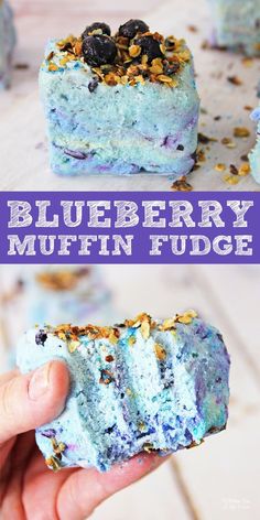 blueberry muffin fudge is an easy and delicious dessert that's ready to be eaten