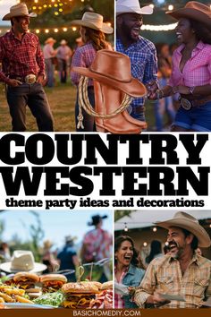 the cover of country western theme party ideas and decorations by bashomedy com, featuring photos of people at an outdoor event