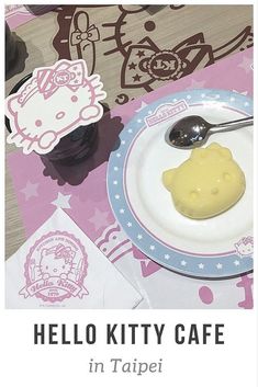 a hello kitty cafe in taipei, japan with the caption hello kitty cafe