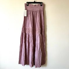 Nwt Jen’s Pirate Bootty Skirt Maxi Color: Mauve Pink Size L Length 42’ 100% Rayon Bohemian Long Skirt For Daywear, Bohemian Daywear Lined Skirt, Spring Full-length Gathered Skirt, Bohemian Fitted Bottoms For Daywear, Fitted Bohemian Bottoms For Daywear, Spring Full-length Bottoms With Ruffled Skirt, Full Length Ruffled Skirt Bottoms For Spring, Full-length Ruffled Skirt For Spring, Full Length Ruffled Skirt For Spring