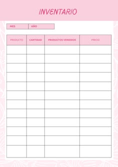 a printable invennaro sign up sheet with pink flowers on the background