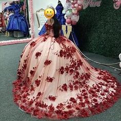 This exquisite Quinceanera dress is perfect for the most special occasions. The deep Dark Red color and off-the-shoulder design are enhanced by the elegant 3D flower embellishments. The perfect combination of luxury and elegance. Red Sweet 16 Dresses, Emerald Green Quinceanera Dresses, Red Sweet 16, Green Quince Dress, Prom Dresses Canada, Green Quinceanera Dresses, Sweet 15 Dresses, Flowers Dark, Dark Red Color