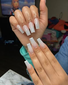 Nut White Nails With White Outline, Tapered Nail Designs, Nut White Nails, Evil Eye Nails, Tapered Square Nails, Red Acrylic Nails, Tapered Square, Ombre Acrylic Nails, White Acrylic Nails