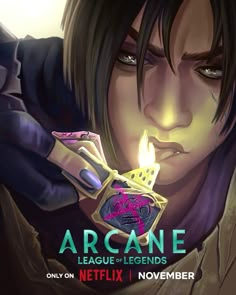 the cover to arcane league of legendds, featuring an image of a woman holding a