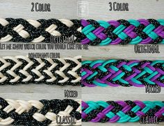 the instructions for how to make an easy braided bracelet with different colors and sizes