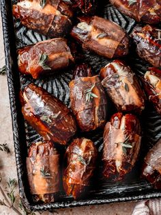 baked potatoes with herbs in a baking dish