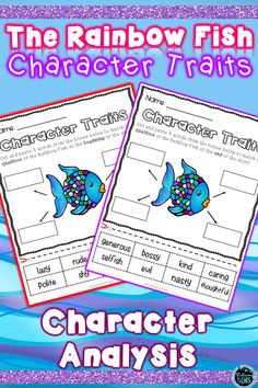 the rainbow fish character traits worksheet