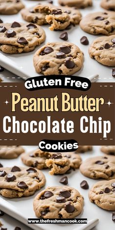 Chewy, chocolatey, and naturally gluten-free! These peanut butter chocolate chip cookies are perfect for snacking. Grab the easy recipe at TheFreshmanCook.com! Peanut Butter Chocolate Chip Cookies Recipe, Chocolate Chip Cookies Ingredients, Dairy Free Cookies, Peanut Butter Roll, Gluten Free Peanut Butter, Chocolate Chip Cookies Recipe, Peanut Butter Chocolate Chip Cookies, Peanut Butter And Chocolate