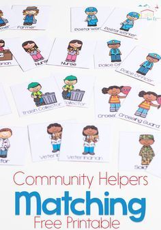 the community helpers matching free printable cards