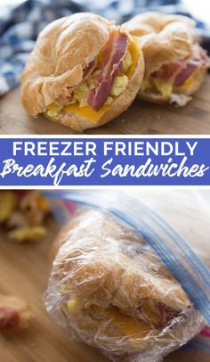 this is an image of freezer friendly breakfast sandwiches