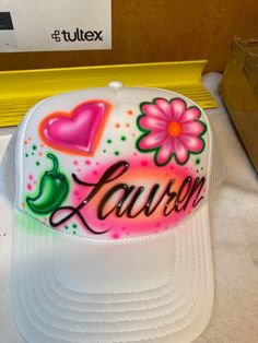 White Letter Print Hat For Birthday, Custom White Adjustable Trucker Hat, Customizable White Trucker Hat, Custom White Trucker Hat, White Letter Print Hat As Gift, White Personalized Hat With Curved Brim, Personalized White Hat With Curved Brim, White Personalized Curved Brim Hat, Cute Personalized White Hat