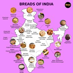 a map of india with all the different breads