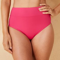 Dive into summer with this Banded High-Waist Bikini Bottom from Shade & Shore™. This full-coverage swim bottom is made from ultra soft fabric, featuring 4-way stretch for optimal fit and ultimate comfort in and out of the water. Artisinally crafted with a tummy control panel to provide a smooth and flattering appearance. Fashioned in a solid color, it features a sculpting high-rise cut with a pull-on design and a banded waist. Beachwear Tankini Brief, High Waist Micro-elastic Sports Swimwear, Pink Upf 50+ Bottoms For Poolside, Pink Stretch Swimwear With Upf 50+, Pink Swimwear With Upf 50+ Stretch Fit, Pink Stretch Swim Trunks For Pool, Pink Swimwear With Upf 50+ Stretch, High Waist Stretch Tankini For Pool, Solid Swimwear With Wide Waistband And Stretch