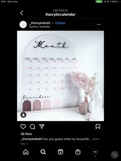 an instagram photo with the word month written on it and flowers in vases