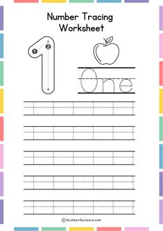 the number 1 worksheet with an apple and letter i on it, which is also