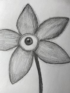 a drawing of a flower with an eye in it's center and the petals still attached