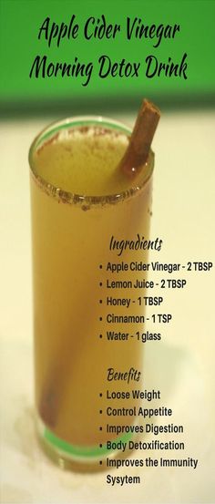 Apple Cider Vinegar Morning, Vinegar Drinks, Apple Cider Vinegar Drink, Smoothie Detox, Detox Water Recipes, Diet Drinks, Healthy Detox, Water Recipes