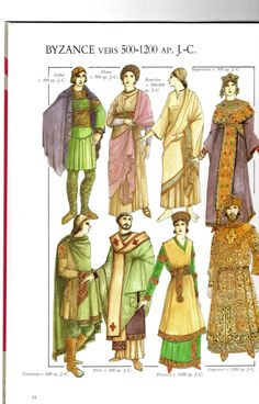 an old fashion book with different types of clothes and clothing for people to wear in ancient times