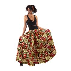 Ankara Print Elastic Maxi Skirt - Africa Imports African Print Skirt, Ankara Print, Printed Maxi Skirts, Flowing Skirt, African Design, Head Wrap, Printed Maxi, African Clothing, African Print