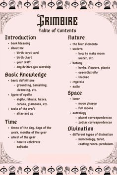 Discover creative ideas for organizing your grimoire! From dividing pages into categories to adding enchanting book embellishments, these tips will help you craft a witchy book of spells that's both practical and beautiful. Keep your magical knowledge at your fingertips with these easy-to-follow ideas for a well-organized witch's book. Perfect for beginners and seasoned practitioners alike! #Grimoire #Witch #BookIdeas #Pages #Witchcraft Book Of Shadows Opening Page, Cosmic Witch Grimoire, Book Of Light Witchcraft, Easy Wiccan Spells For Beginners, Book Of Shadows Contents Page, Witchcraft Spell Books For Beginners, Spell Book Table Of Contents, Grimoire Starting Page