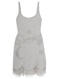 Find CLIO PEPPIATT Charm Fringed Embellished Stretch-mesh Mini Dress on Editorialist. Clio Peppiatt's 'Charm' mini dress is crafted from stretch-mesh and features delicate bead and crystal embellishments that are hand-stitched to form a snake, heart, stars, and moon design. The dress has a figure-hugging fit, a scalloped hem, and fringe detailing. Complete the look with high-shine pumps. Clio Peppiatt, Event Outfit, Silver Dress, Scalloped Hem, Stage Outfits, Embellished Dress, Beaded Dress, Mr Porter, Dream Dress