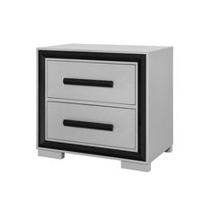 a white and black nightstand with two drawers