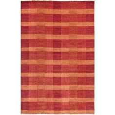 an orange and red checkered rug on a white background