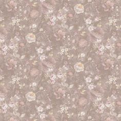 an old fashioned wallpaper with flowers and leaves on the side, in shades of pink