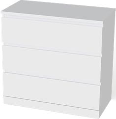 a white dresser with three drawers on the bottom and one drawer in the middle, against a white background