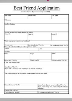 the best friend application form is shown in this file, and it shows that you can fill