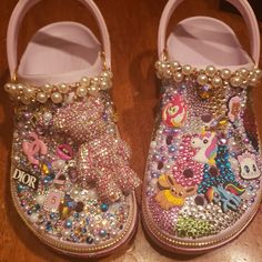 Blinged Out Crocs - Etsy Croc Decor Ideas, Blinged Out Crocs, Croc Decor, Nursing Crocs, Crocs For Women, Denim And Pearls, Custom Bling, Bling Shoes, Richmond Va