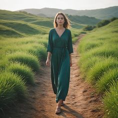 This emerald green maxi dress combines effortless style with comfort, making it the perfect summer staple. The V-neck wrap design, along with the belted waist, creates a flattering silhouette, while the lightweight fabric makes it ideal for beach outings or casual days. Its minimalist, boho-inspired look is versatile, ensuring you can wear it for a range of occasions while feeling chic and relaxed. I hope you will love my design as much as I enjoyed creating it for you! ----Important Information---- Please, be aware that all pictures are designer's illustrations. The actual product may slightly differ in look. Also, a costume does not include anything else but the costume itself. Belts, purses, or leather accessories are not included; though we can make them for you for some extra cost. If Green Maxi Dress Casual, Long Tunics For Women, Emerald Green Maxi Dress, Maxi Dress Casual, Dress Minimalist, Green Maxi Dress, Minimalist Dresses, Green Maxi, Long Tunic