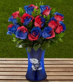 Kansas jayhawk roses show you really care :) Ku Basketball, Graduation Table, Fresh Floral Arrangements, Graduation Pics