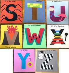 some very cute letter crafts for kids to do with the letters i, v, and y