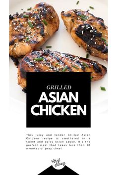 Save this recipe for the Best Super Easy Grilled Asian Marinade Chicken. This juicy and tender Grilled Asian Chicken recipe is smothered in a sweet and spicy Asian sauce. It’s the perfect meal that takes less than 10 minutes of prep time. Follow Chef Savvy for more easy chicken recipes! Asian Chicken Breast Recipes, Asian Chicken Recipe, Marinade Chicken, Asian Marinade, Asian Chicken Recipes, Asian Sauce, Asian Chicken